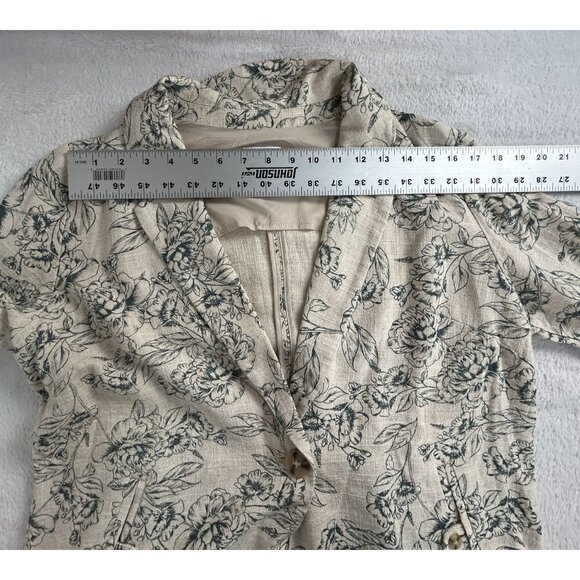 J. Jill Womens Floral Print Single Button Blazer Jacket Small Linen Blend Beige - Picture 7 of 9
